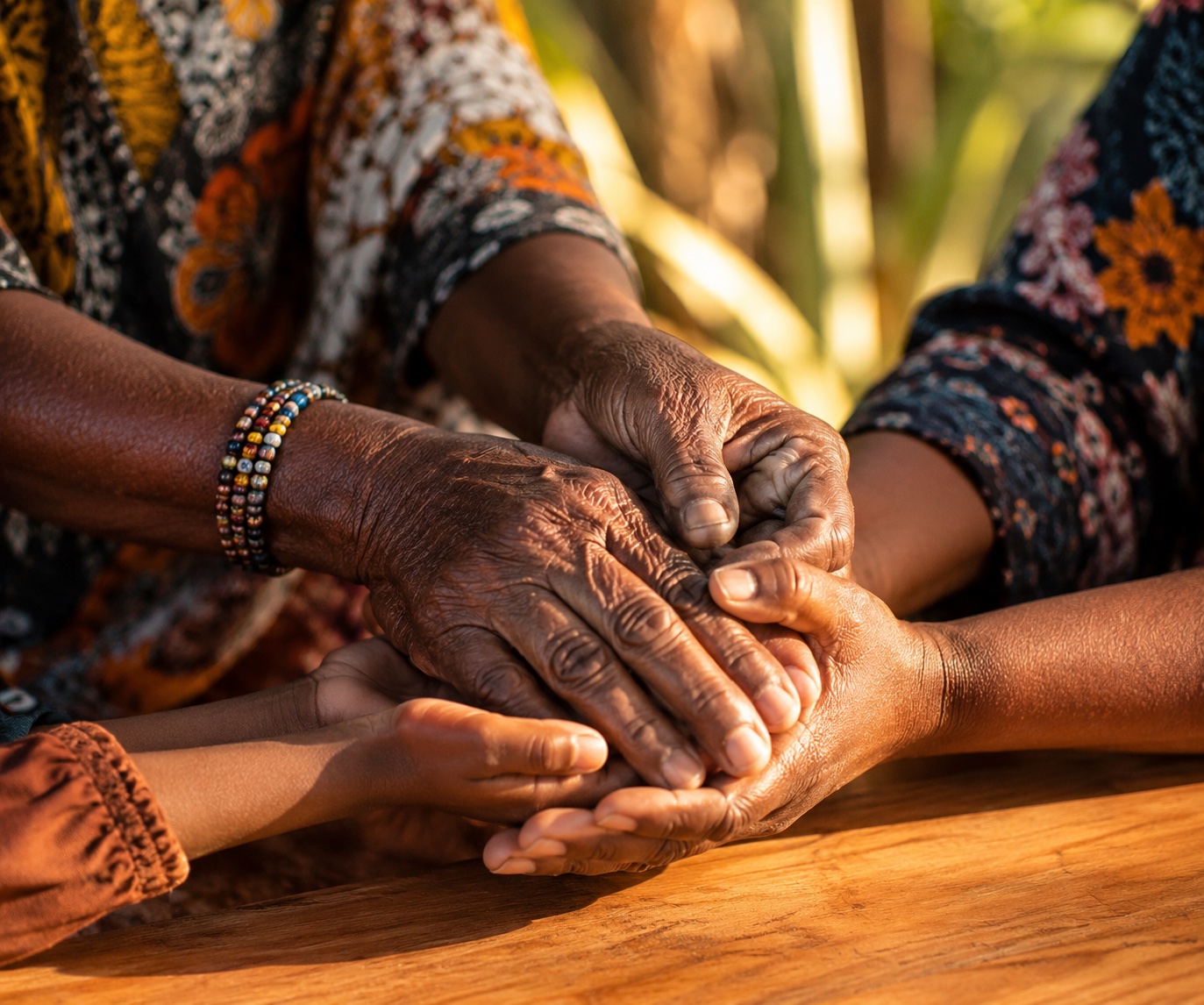 Mains jointes symbolisant la solidarité à Mayotte